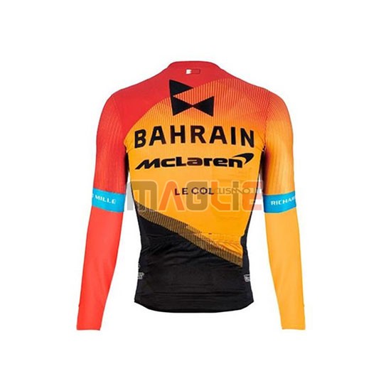 Maglia Bahrain Mclaren Manica Lunga 2020 Arancione Nero